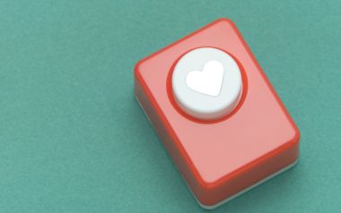 Red Heart Like Button On Teal Background