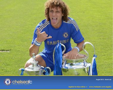 David Luiz Chelsea Player With Champions League Trophy