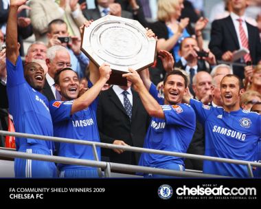 2009年英格兰社区盾杯切尔西夺冠庆祝合影