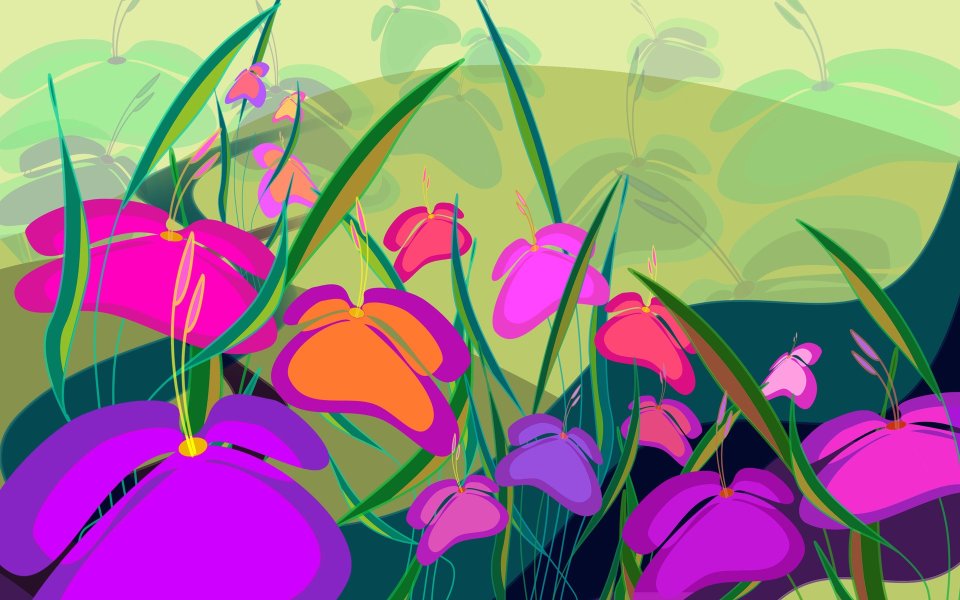 02_2964_Digital-illustration-flowers_wallcoo.com