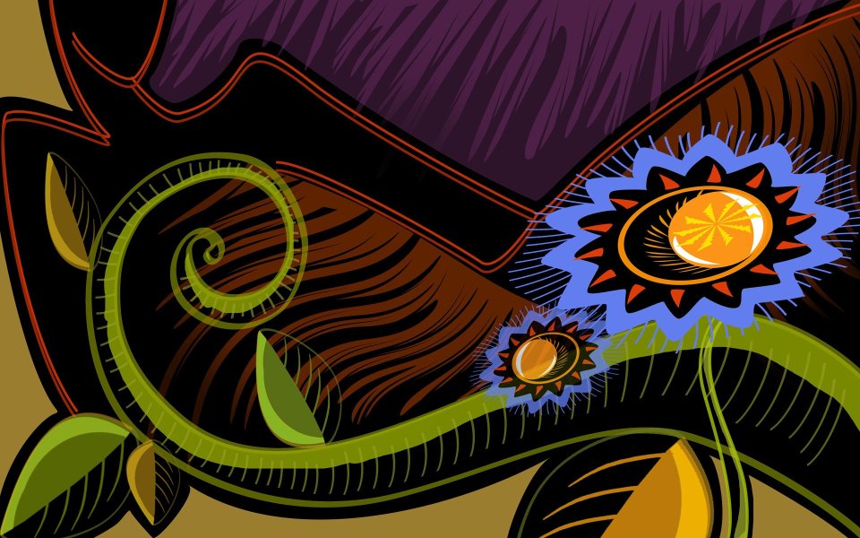 02_2993_Digital-illustration-flowers_wallcoo.com