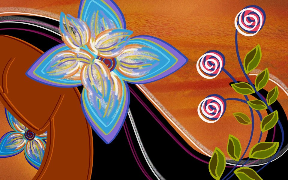 02_2994_Digital-illustration-flowers_wallcoo.com
