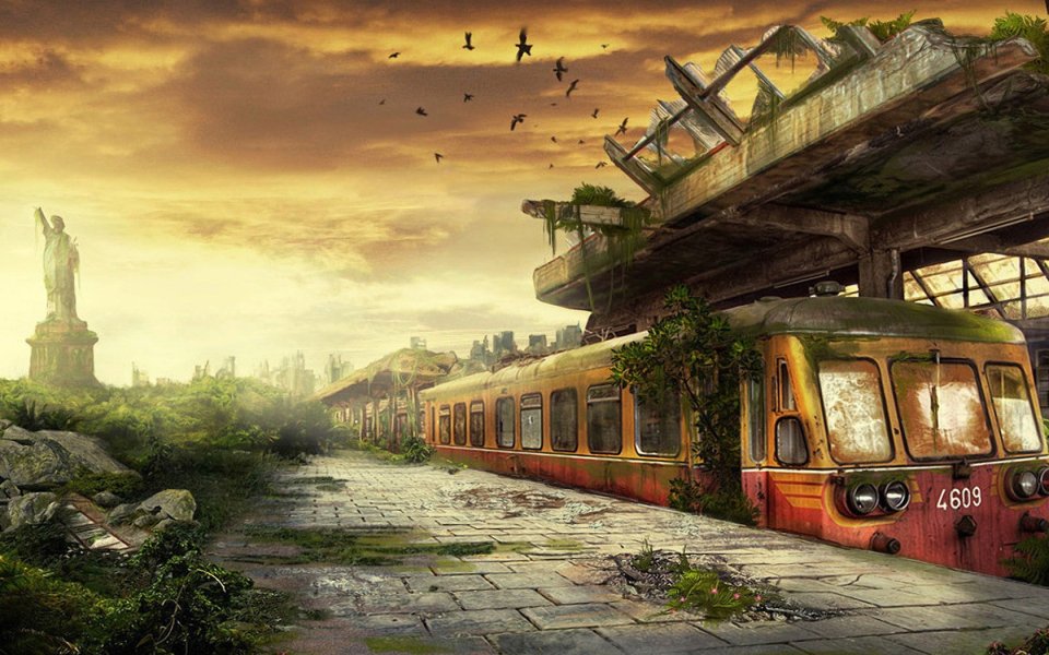 Post Apocalyptic Abandoned Train Station
