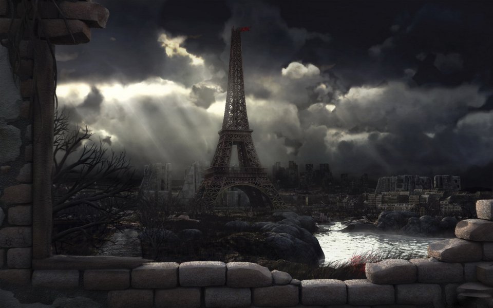Dystopian Eiffel Tower Paris Ruins