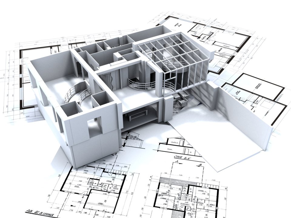 Modern Architectural 3d Model And Blueprint Design