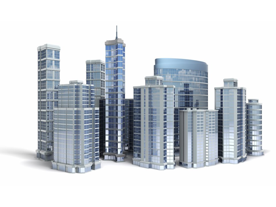 现代城市摩天大楼建筑群模型