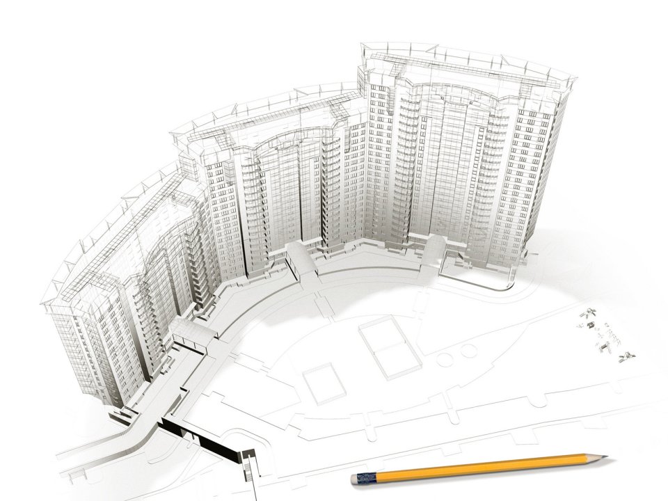 Architectural Blueprint High Rise Pencil Design