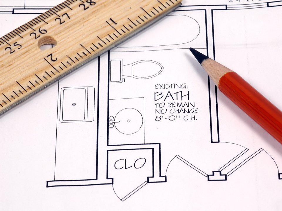 Architectural Blueprint Bathroom Renovation Sketch