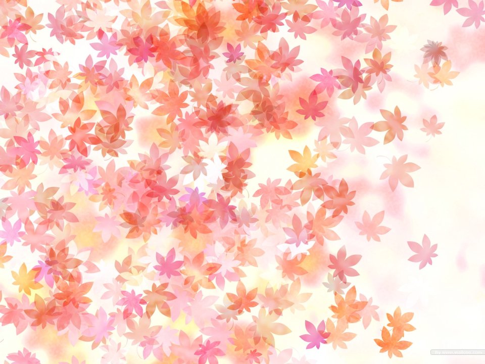 Aesthetic Watercolor Pink Maple Leaves Falling Background