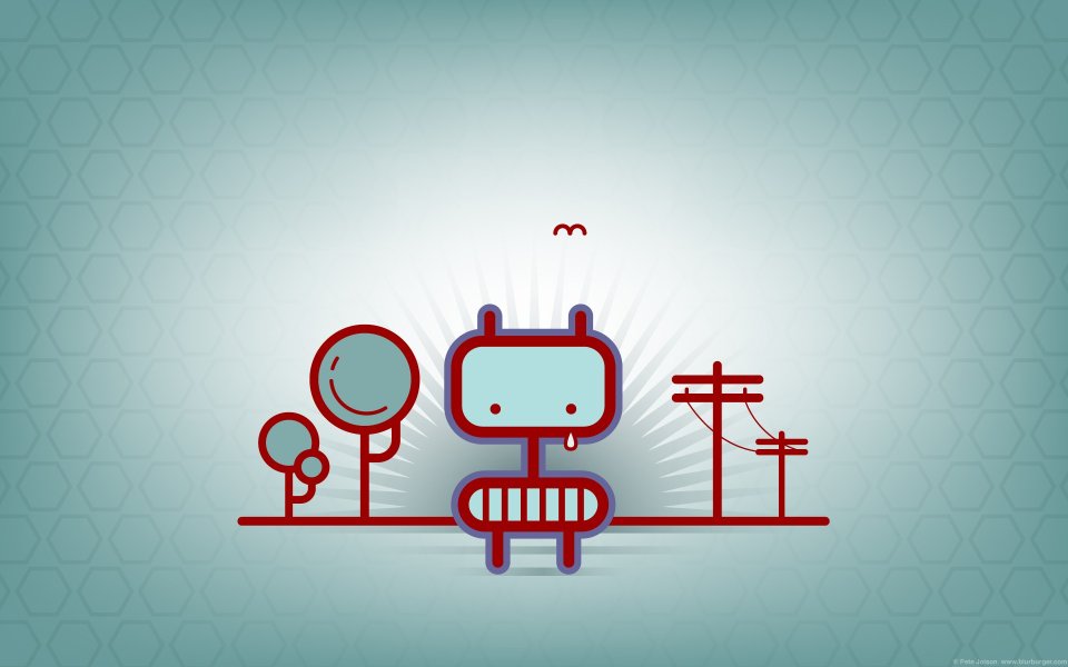 Minimalist Lonely Robot Sitting Bench Vector