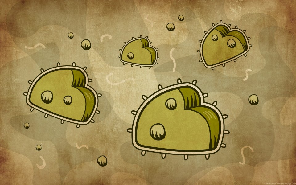 Vintage Style Cartoon Personified Green Virus Illustration