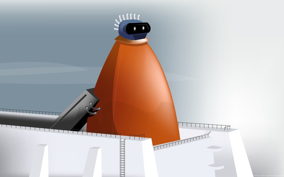 Orange Giant Robot White Future City