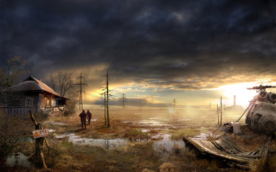Chernobyl Marshlands: Post Apocalyptic Wasteland With Abandoned Helicopter