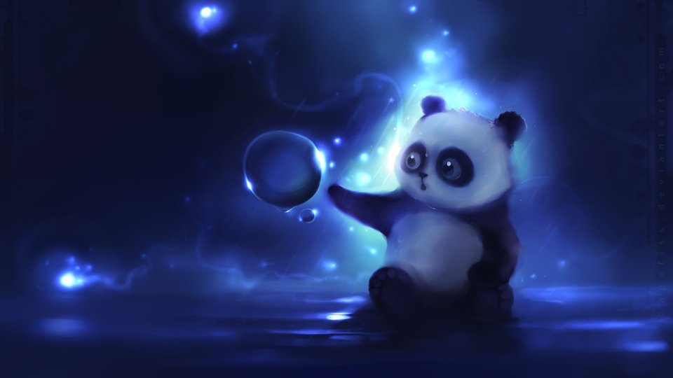 Blue Magic Orb Panda Illustration By Apofiss
