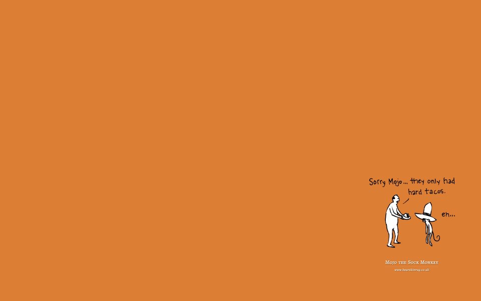 Mojo The Sock Monkey Hard Tacos Orange Wallpaper