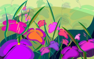 02_2964_Digital-illustration-flowers_wallcoo.com