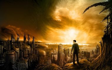 Lone Watcher In Post Apocalyptic Ruins