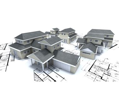 3d Rendered Modern Villa Architectural Model And Blueprint
