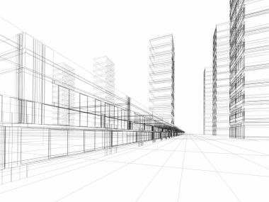 Minimalist Black White Architectural Sketch Future City