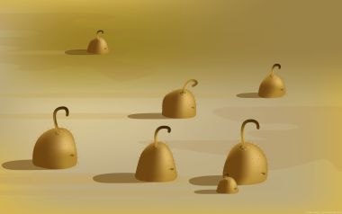 Desert Yellow Tentacle Creatures Illustration