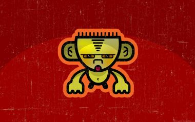 Cartoon Monkey Sticking Tongue Red Texture