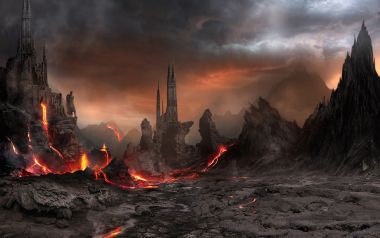 指环王魔多末日火山全景：黑暗魔君要塞与熔岩荒原