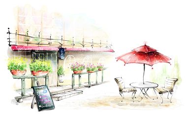 浪漫都市风景韩国插画