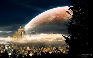 Universe_and_planets_digital_art_wallpaper_church
