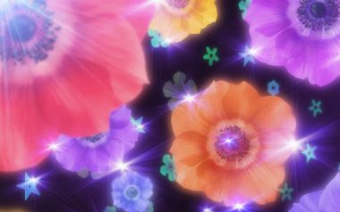 Dreamy Colorful Abstract Flowers Starlight Background