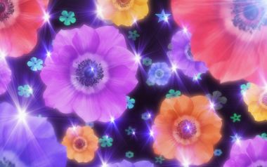 绚丽多彩梦幻星光花卉数字艺术宽屏壁纸