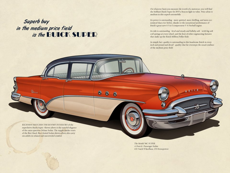 1955 Buick Super Vintage Car Poster