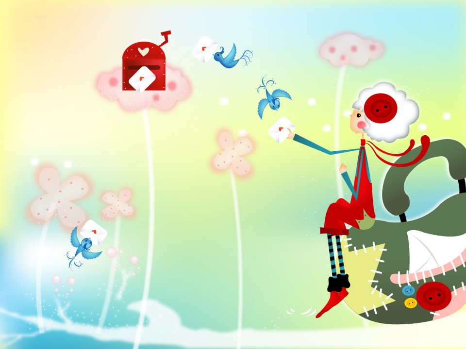 Button Girl And Messenger Birds