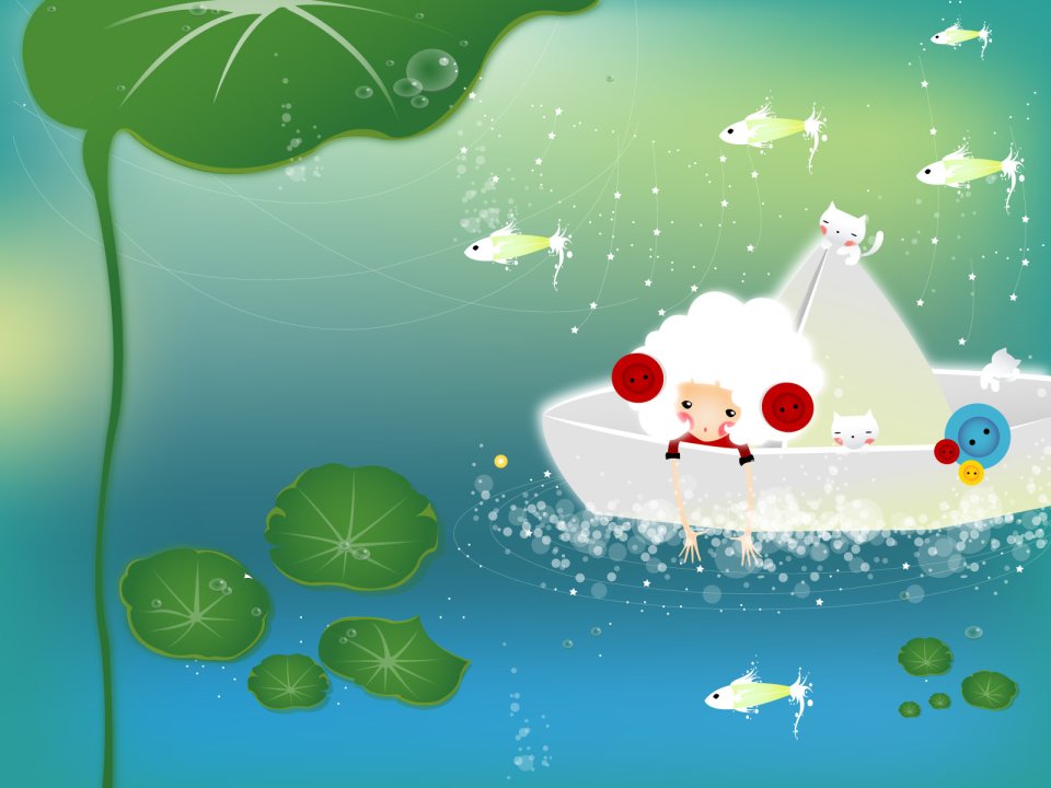 Button Girl Dreamy Lotus Pond Adventure