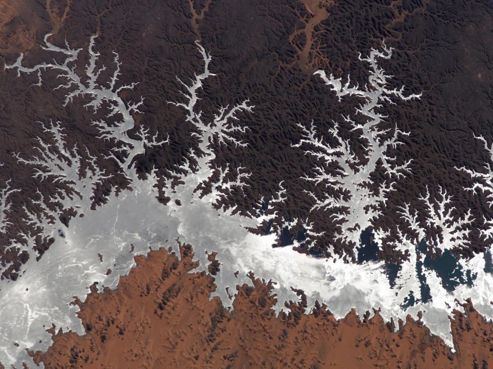 Satellite Overview Of Desert Dendritic Water System Landscape