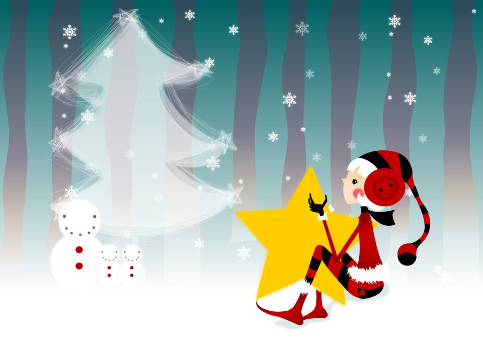 Winter Christmas Girl With Star