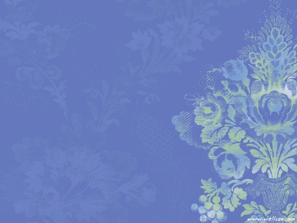 Serene Blue Damask Floral Wallpaper
