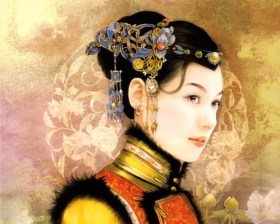 De Zhen Chinese Qing Dynasty Ancient Beauty Portrait