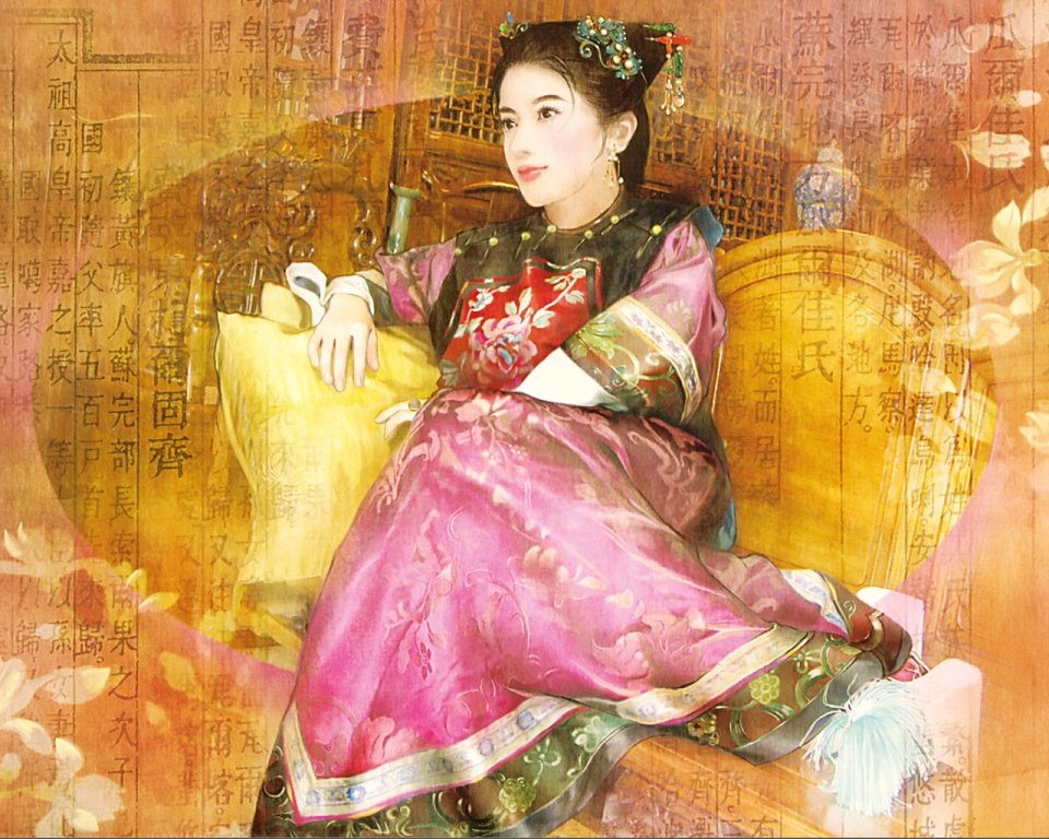 De Zhen Qing Dynasty Traditional Costume Beauty Illustration