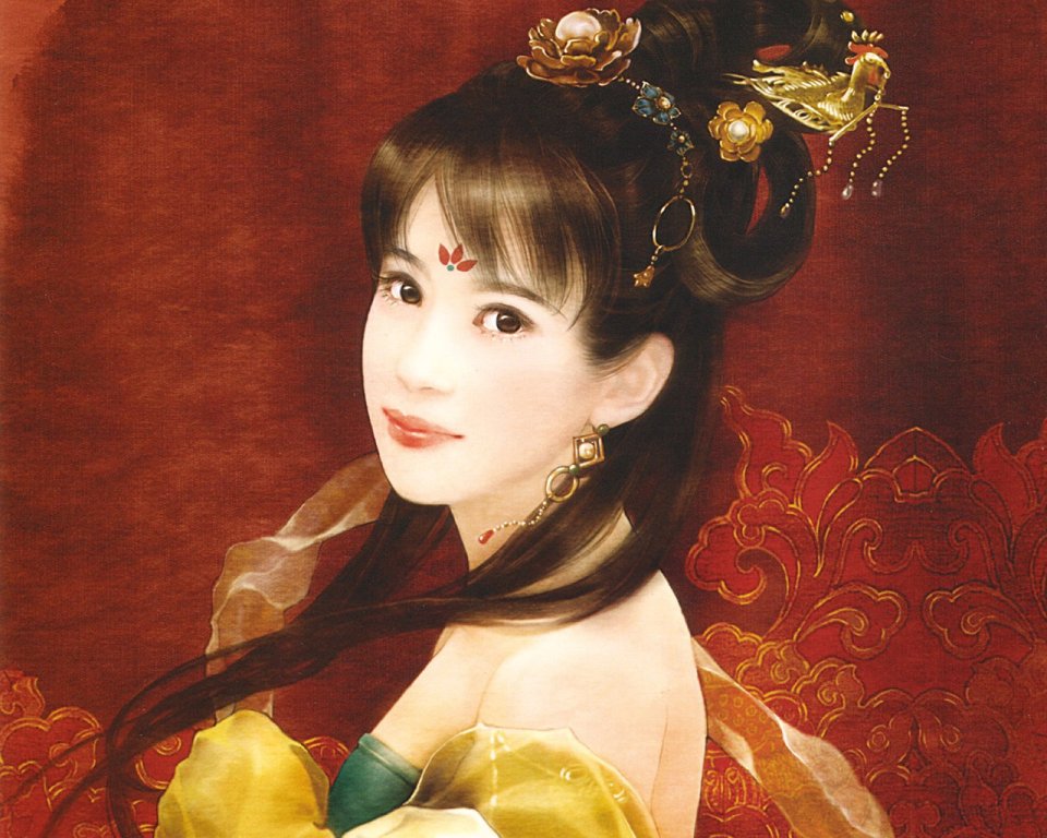 De Zhen Hand Painted Luxury Classical Ancient Chinese Lady Portrait