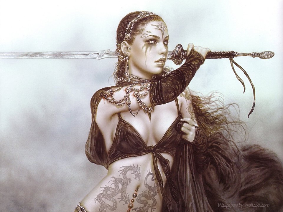 路易斯·罗佑 持剑奇幻女战士插画 颠覆之美