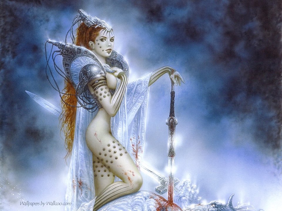 Luis Royo Fantasy Female Warrior Under Ishtar Illustration