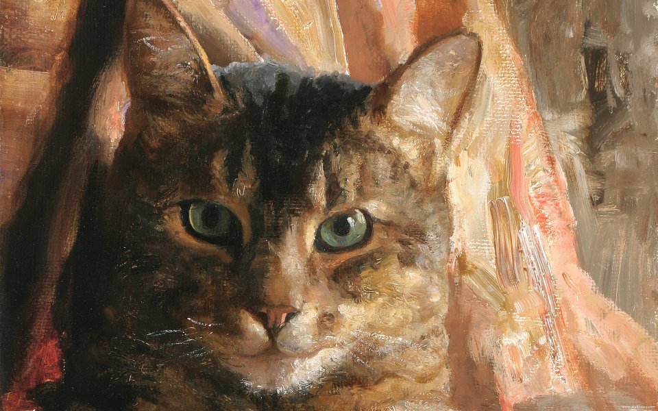 Alex Tabby Cat Oil Painting Detail Closeup