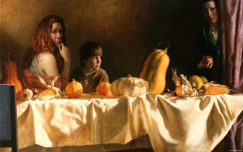 Arsen Kurbanov《秋日的金色馈赠》写实油画