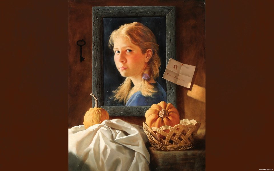 Arsen Kurbanov In The Mirror Girl Portrait Oil Painting