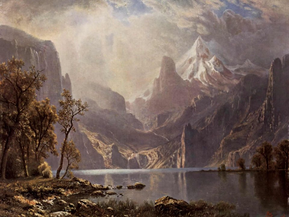 Albert Bierstadt Mountain Lake Painting