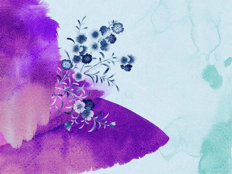紫色曼陀罗花卉艺术水彩插画
