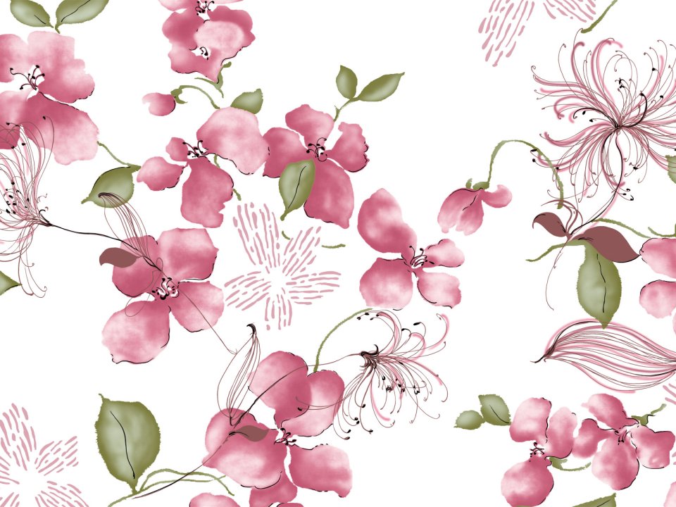 Fresh Pink Watercolor Floral Pattern