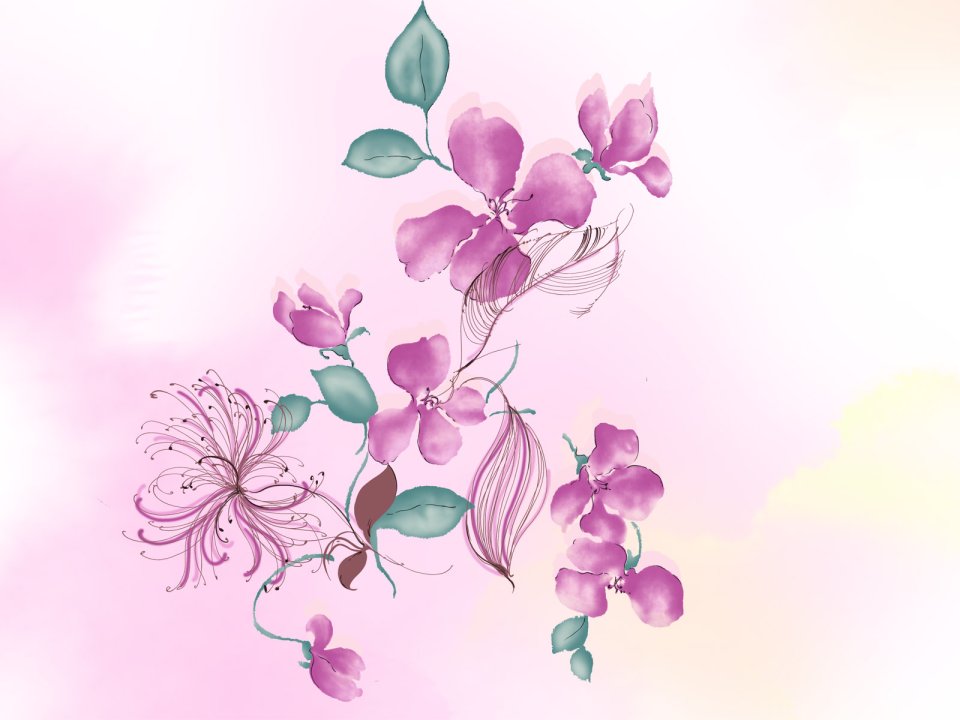 Aesthetic Pink Watercolor Floral Illustration