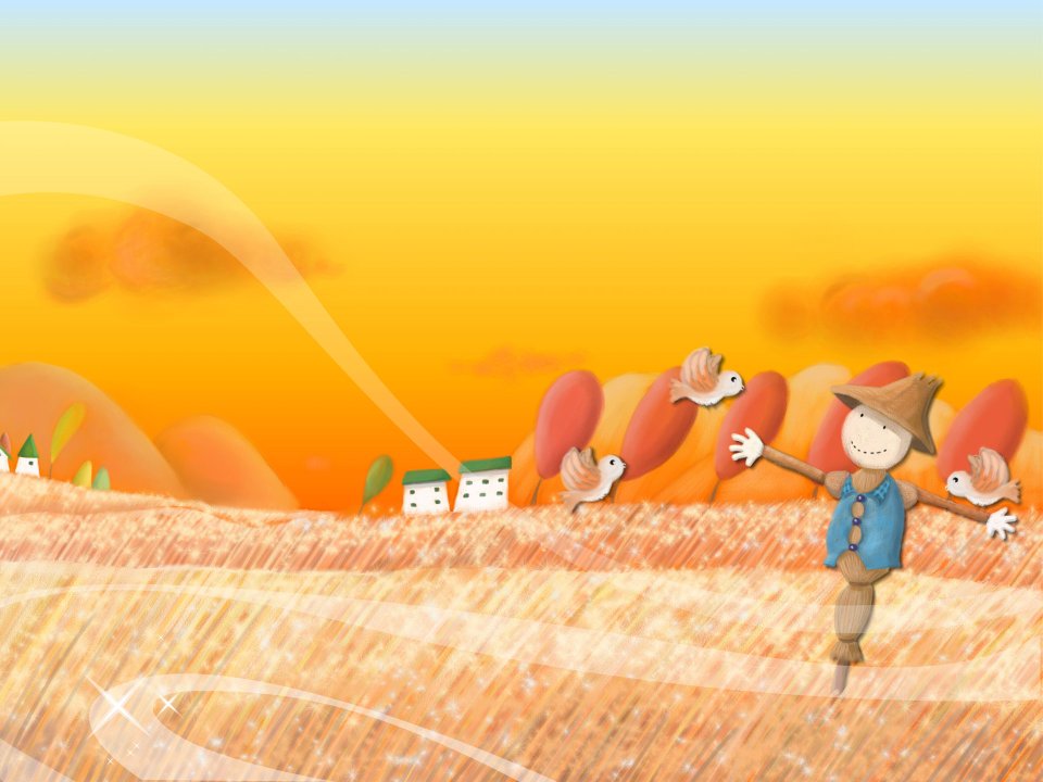 Autumn Field Scarecrow Illustration
