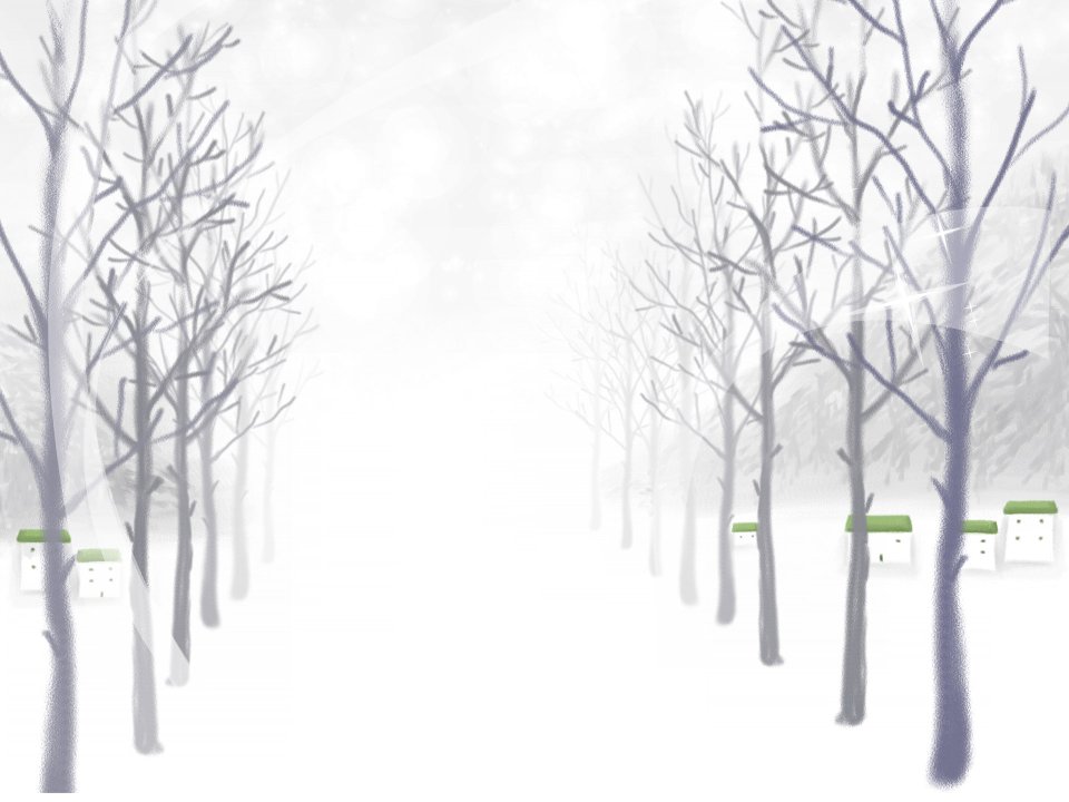 冬日森林雪景小屋插画